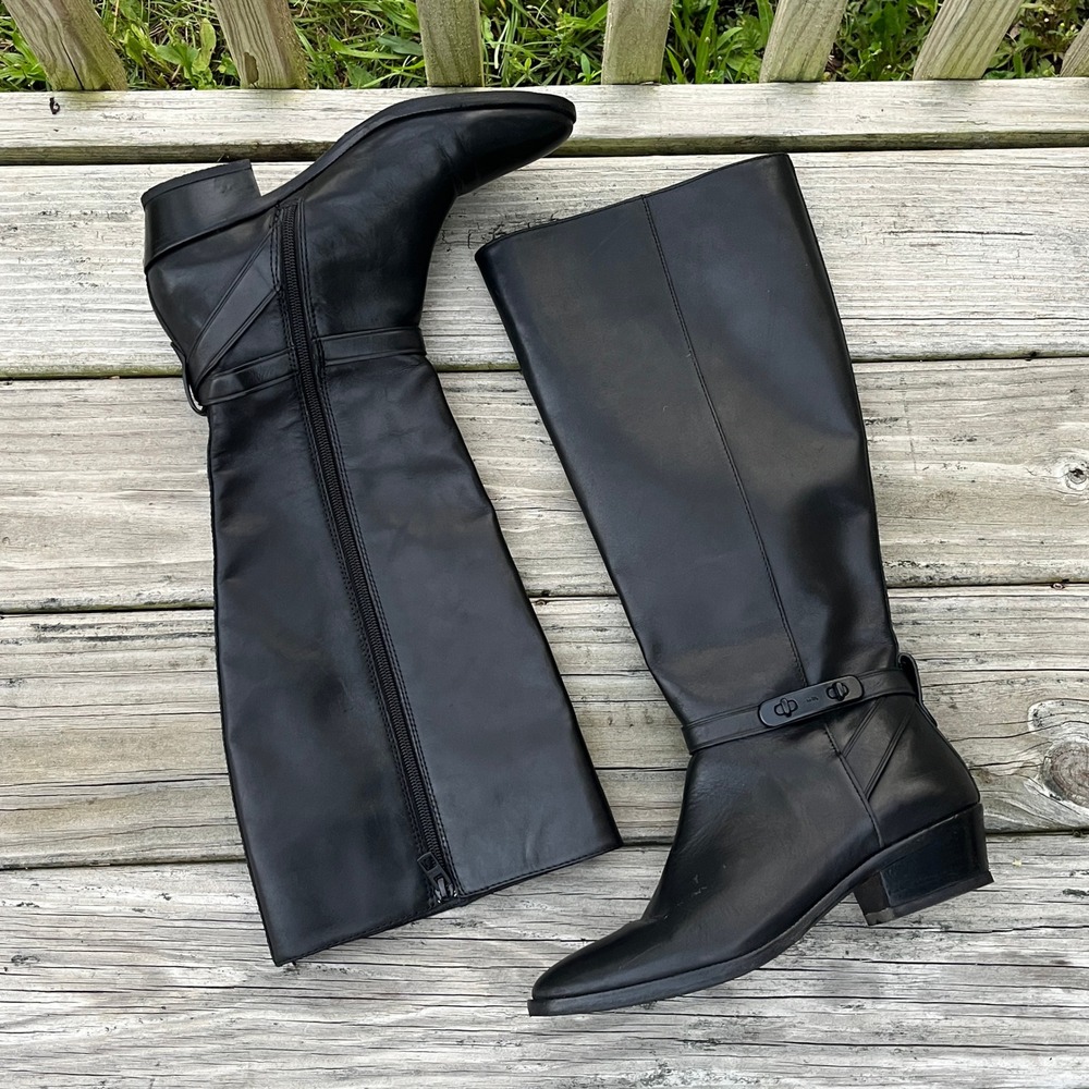 Coach Caroline Extended Tall Boots Womens 7.5B Black Leather Riding Classic Luxe